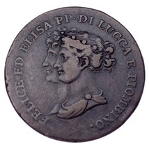 1806 Italian States Lucca 5 Centesimi KM #22 VF+ Condition - £208.37 GBP