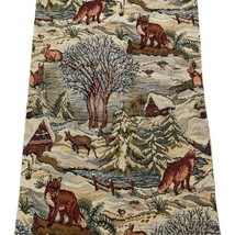 Winter Scene Fox Print Tapestry Table Runner Tassels Cabin Rustic Decor 14x55.75 - £22.81 GBP