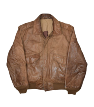 Vintage Hunt Club Jacket Mens 40 Brown Leather Bomber Flight Aviator Lined - £34.32 GBP