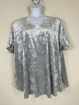 Faded Glory Womens Plus Size 4X Silver Velvet Top Short Sleeve - £14.13 GBP