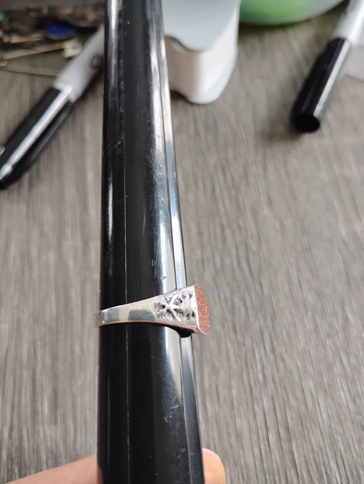 925 Sterling Silver Saudi Arabia Emblem Goldstone Ring SZ 9.5 Free Shipping Item image 6