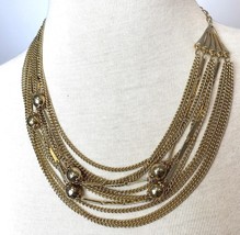 Vintage Gold-Tone 11-Tier Layered Chain Cluster Necklace - $229.63 MXN