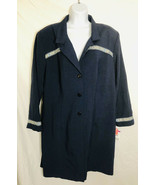Vintage Women&#39;s Cattrell Tunic Button Sz 20 P Navy Blue Collar nwt - $20.21 CAD