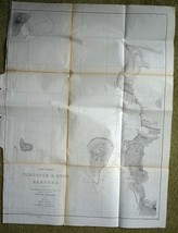 COMMODORE PERRY Original Map Tubootch &amp; Suco Lew Chew Japan 1854 20&quot; x 17&quot; - $23.75