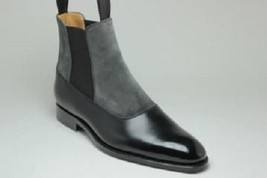  New Handmade Men&#39;s Black and gray two tone Chelsea boots, Men leather boot 2019 - £122.29 GBP