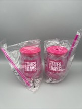 2x T-Mobile Tuesdays Tropical Tumbler Cups w Lid &amp; Straw - £11.29 GBP