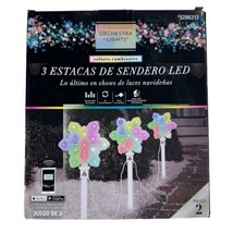 Orchestra of Lights 3 LED Multicolored Snowflake Pathway Stakes Gemmy New - £43.04 GBP