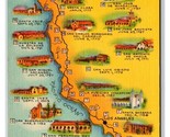 Map of California Missions California CA UNP Linen Postcard O19 - $6.88