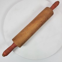 Antique Primitive Wood Rolling Pin 17 Inch Long Red Handles - £19.67 GBP