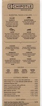 Chipotle Mexican Grill Menu and Nutrition Guide  - $13.86