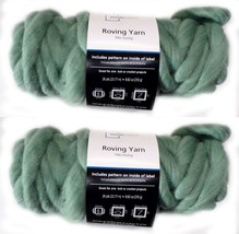 Mainstays 26 yd. Roving Yarn Pack of 2, Super Chunky,  color Green, arm knit - £18.19 GBP
