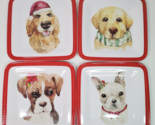 Cynthia Rowley Christmas Dogs Square Appetizer Plates 6inch Melamine Set... - £12.42 GBP