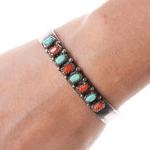6 3/8&quot; Vintage Native American Sterling - Turquoise and coral bracelet - £114.60 GBP