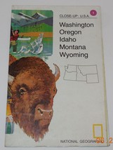 1977 National Geographic Close-Up Map #1  Washington Oregon Idaho Montana - $9.55