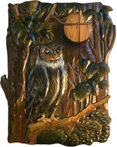 Zeckos Owl Hand Crafted Intarsia Wood Art Wall Hanging 18 X 26 X 2.5 Inches - £85.18 GBP