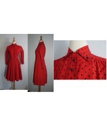 Vintage 1950s Suzy Brooks Red Polka dot Fit Flare pin up Dress W26&quot; - £85.33 GBP