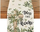 Cross Olive Leaves 13x72 Inch Spring Table Runner - Rustic Floral Decor - $11.83