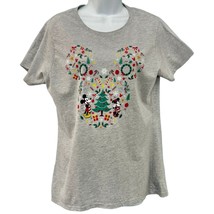 Disney Mickey Mouse Ears Friends Gray Christmas Holiday Tee Shirt Women&#39;... - $20.25