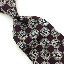 Kenneth Cole Usa Tie Brown Beige Black Checkered Squares Men Silk Necktie I20-22 - £12.50 GBP
