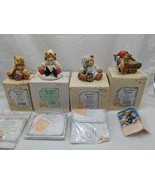 Lot Of (4) Christmas Winter Holiday Cherished Teddies Ronnie Kristen Ebe... - $35.64