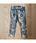 GS115 Denim Distressed Acid Wash Moto Jeans with Patches and Rips - $475.17 MXN