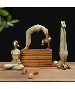 3 Piece Set of Creative Resin Yoga Figure Imitation Metal Yoga Girl Figu... - £94.35 GBP