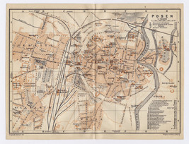 1914 Original Antique Map Of Posen / Provinz Posen / Poznań / Poland / Germany - £26.45 GBP