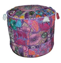 Indian Pouf Ottoman Covers Patchwork Footstool Embroidery Bohemian Pouffe JP246 - £22.30 GBP+