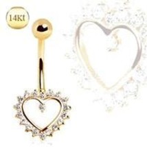 14Kt. Gold Navel Ring with Heart - £207.79 GBP