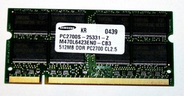 Samsung 512MB Ddr Memory 200-pin Sodimm PC-2700S CL2.5 - £27.28 GBP