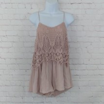 AEO American Eagle Outfitters Romper Womens Small Pink Crochet Adjustable Strap - £17.13 GBP
