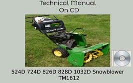 John Deere 524D 724D 826D 828D 1032D Snowblower Technical Manual TM1612 - £14.16 GBP+