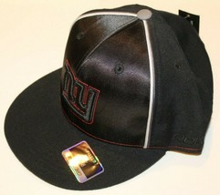 NWT NFL Reebok New York Giants Shine Front Satin Panel Fitted Hat Black Sz 7 5/8 - £31.96 GBP
