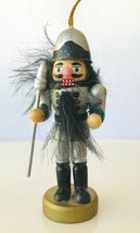 Wood Nutcracker Christmas Ornament Soldier with Spear 3.25&quot; Tall - £9.33 GBP