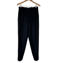 Guy Laroche Couture Womens Pants Wool Cashmere Black Pleated Size 44 US 12 - £35.05 GBP