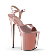PLEASER Sexy 8&quot; Heel Stripper Rose Gold Platform Ankle Strap Women&#39;s Shoes - $114.81 CAD