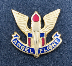 Gold Tone US Military Angel Flight Metal Enamel Emblem Badge New 3/4&quot; x ... - $9.49