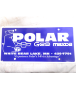 POLAR Chevrolet Geo Mazda White Bear Lake Mn Plastic Dealer License Plate - £11.16 GBP