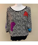 90s Geometric Batwing Sweater Black White - Adriano - Size L - $183.94 MXN