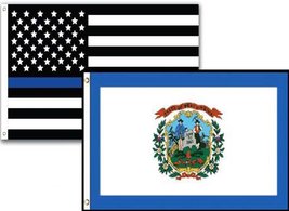 3x5 USA Police Blue West Virginia State 2 Pack Flag Wholesale Set Combo 3&#39;x5&#39; Do - £7.89 GBP