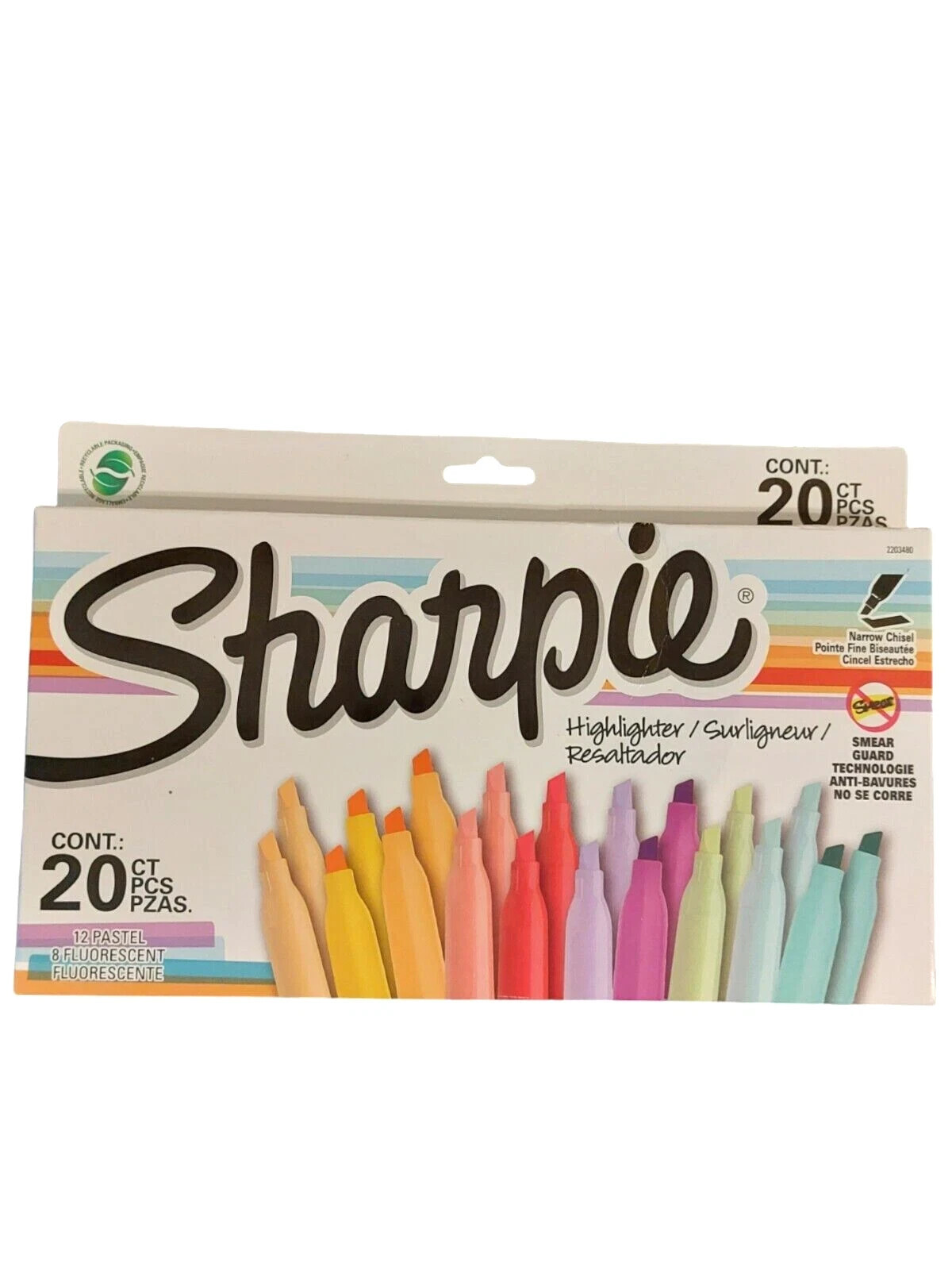 Lot of 5 Sharpie Highlighter 20 ct - 12 Pastel/8 Fluorescent Narrow Chisel - £28.62 GBP