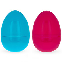 Set of 2 Pink And Blue Giant Jumbo Size Fillable Plastic Easter Eggs 10 Inches - £38.35 GBP