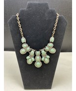 Vintage Women&#39;s Green and Clear Bib Drop Chain 9&quot; SKU 6190 - $14.00