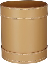 Shwaan Harness Leather Office Bin Home Cylindrical Round Leather Trash C... - £180.26 GBP