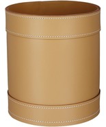 Shwaan Harness Leather Office Bin Home Cylindrical Round Leather Trash C... - £181.86 GBP