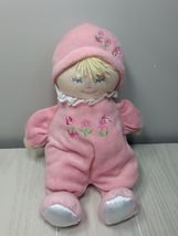 Yangzhou Hengan First Baby Doll pink plush embroidered flowers hat blond... - $15.42