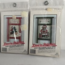 2 Christmas Counted CrossStitch Washboard Kit Love’n Vintage Santa Bear - $21.78