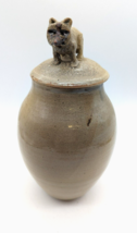 Signed Vintage Studio Art Pottery Jar With Lid ISABEL PEREZ JUDGE Racoon... - $124.80