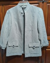 Perceptions New York Blazer Sz 10 Black/White Houndstooth Open Front 3/4... - $15.84