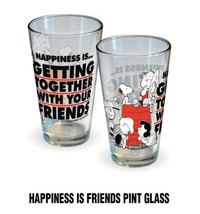 Peanuts Gang Happiness Is Getting Together With Your Friends Pint Glass ... - $8.79